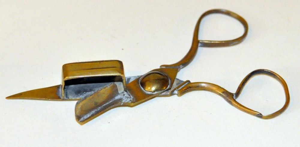 Lot 174: 1850 brass candle snuffer