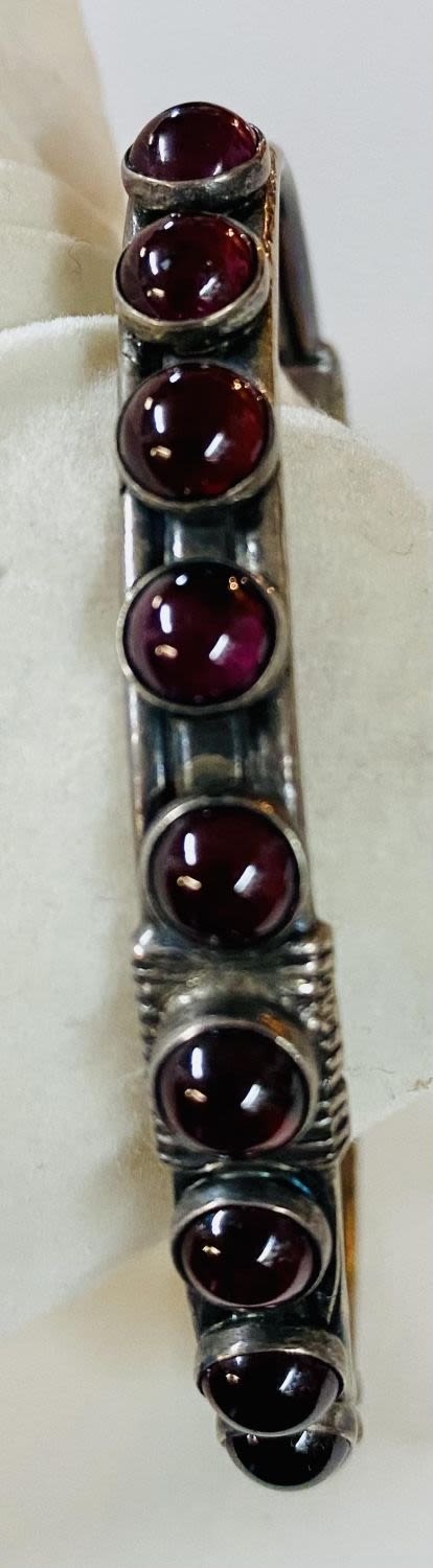 Lot 175: Garnet cuff bracelet sterling