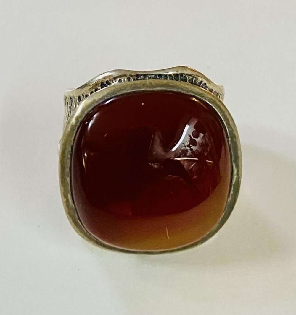 Lot 185: Sterling large carnelian ring