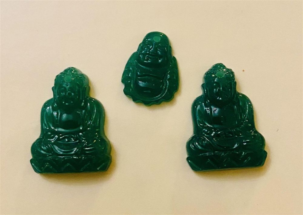 Lot 189: 3 green Buddha figures