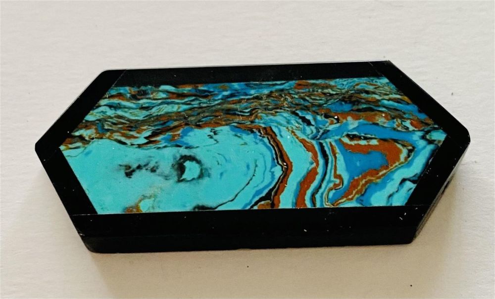Lot 199: Rainbow casilica or fordite stone onyx inlaid