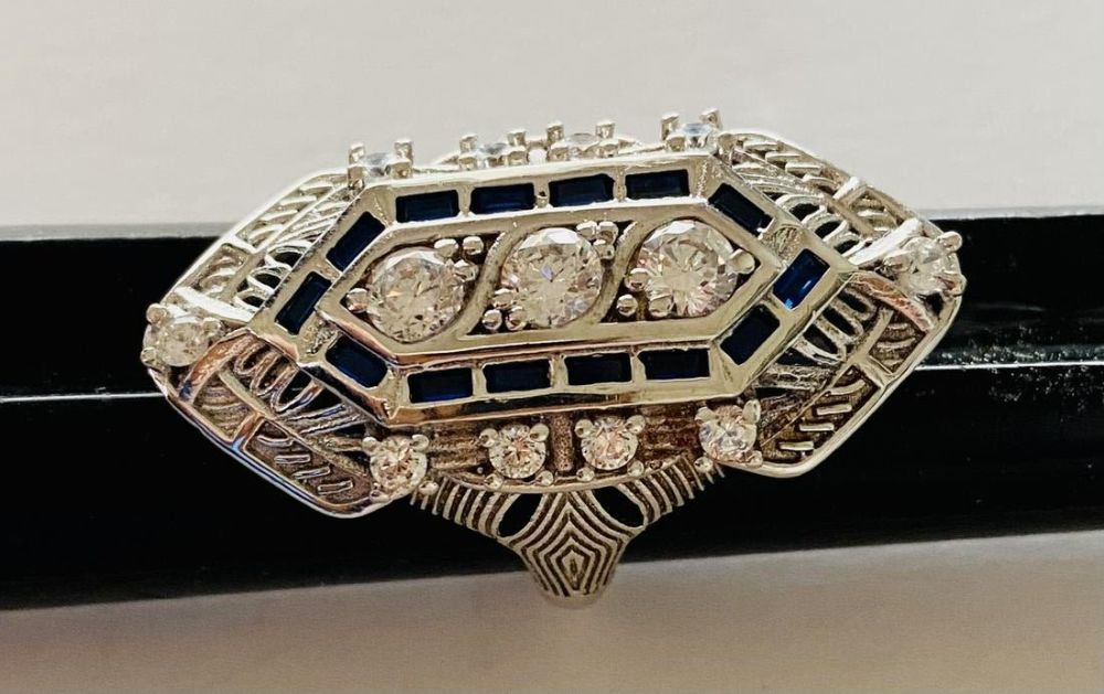 Lot 209: Deco style cocktail sterling ring