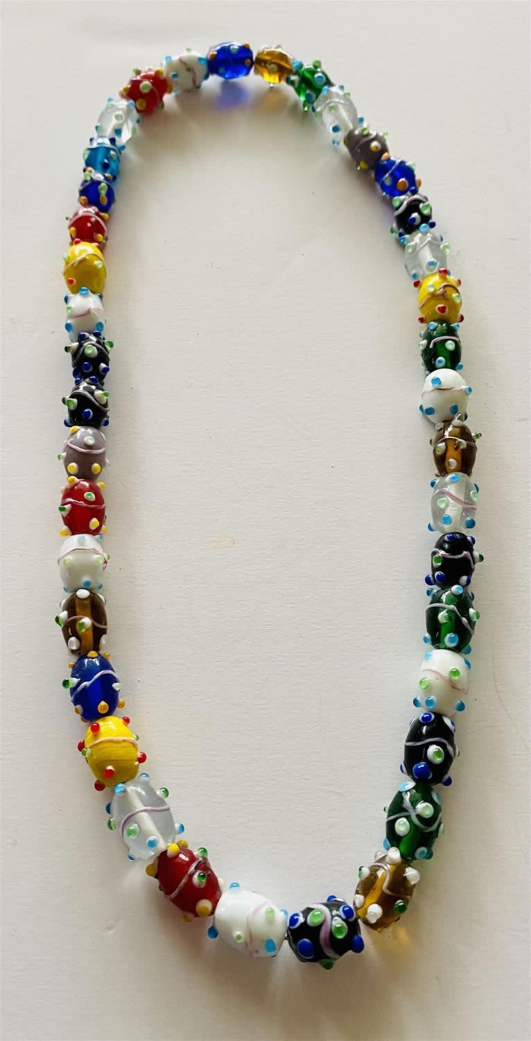 Lot 216: Custom glass bead necklace 24 inch