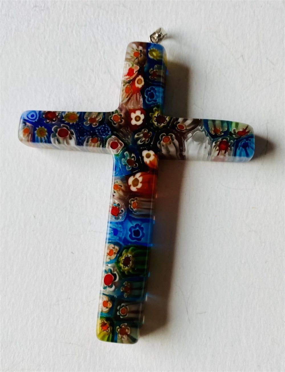 Lot 244: Millefiore cross pendant large