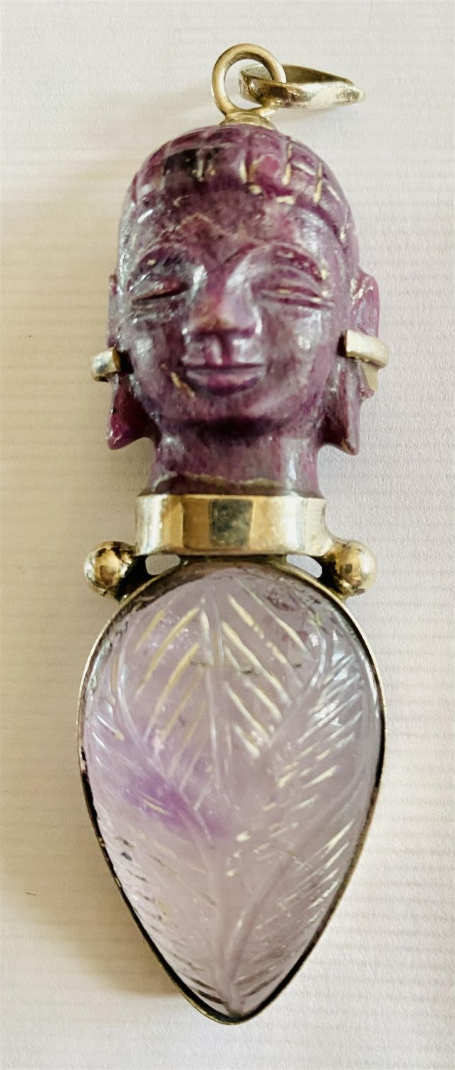 Lot 252: Buddha amethyst large pendant