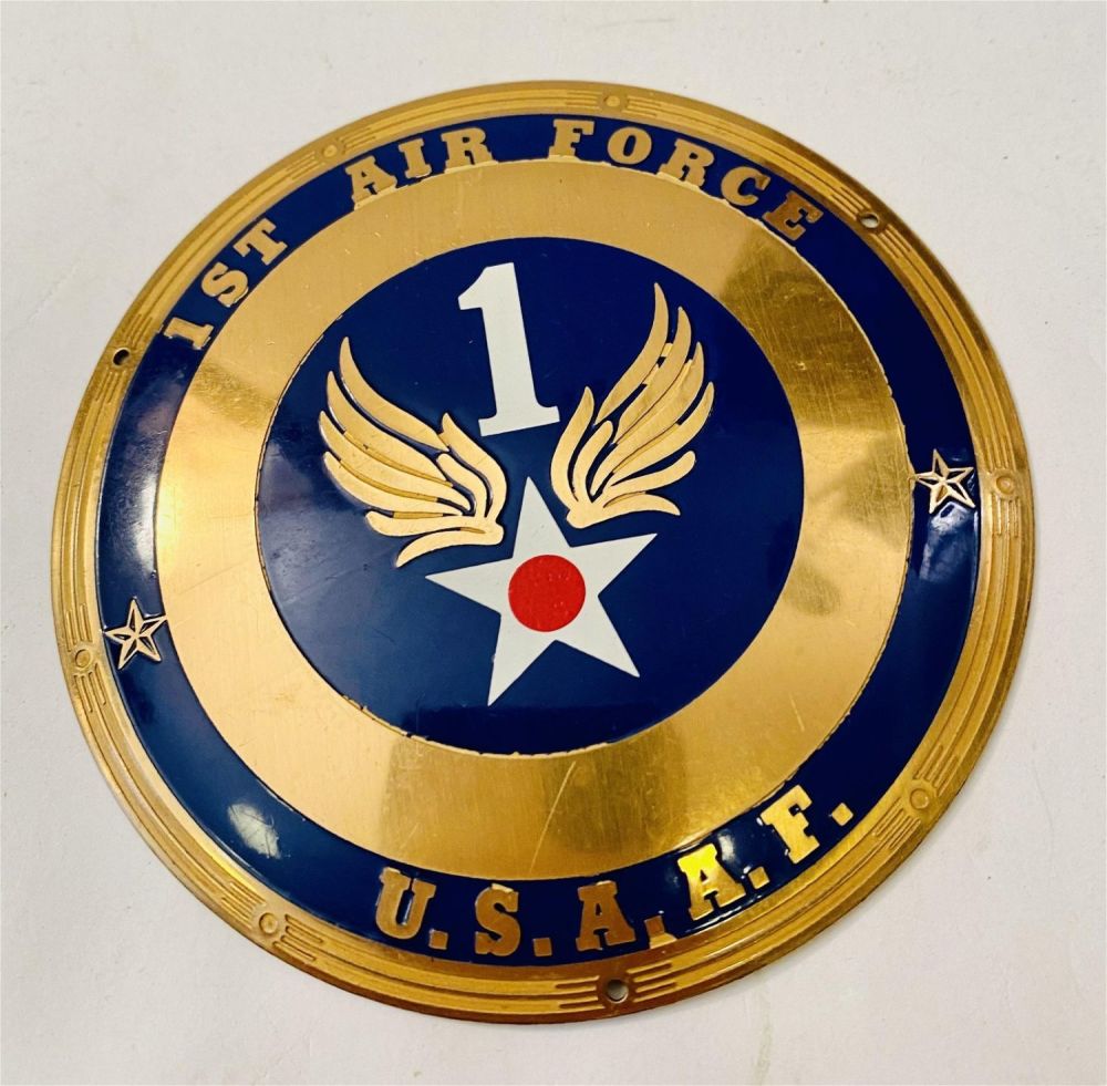 Lot 282: Brass enamelled WWII door plaque USAAF