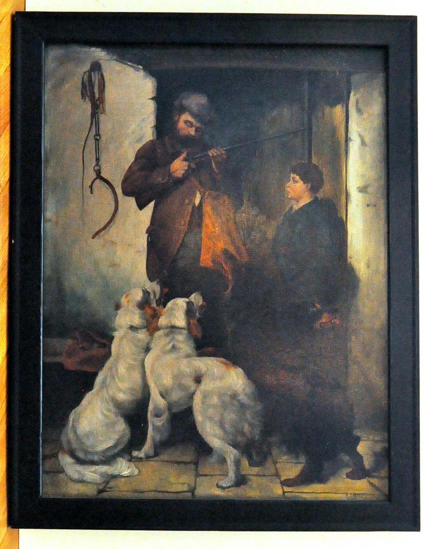 Lot 294: Oil signed Brook vintage hunting scene
