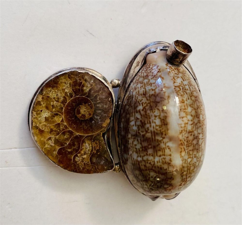 Lot 300: Sterling cowrie ammonite pendant