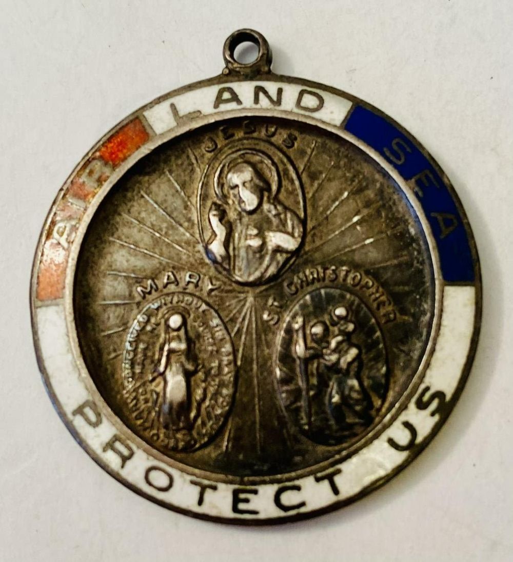 Lot 302: St Christopher vintage enamelled medal