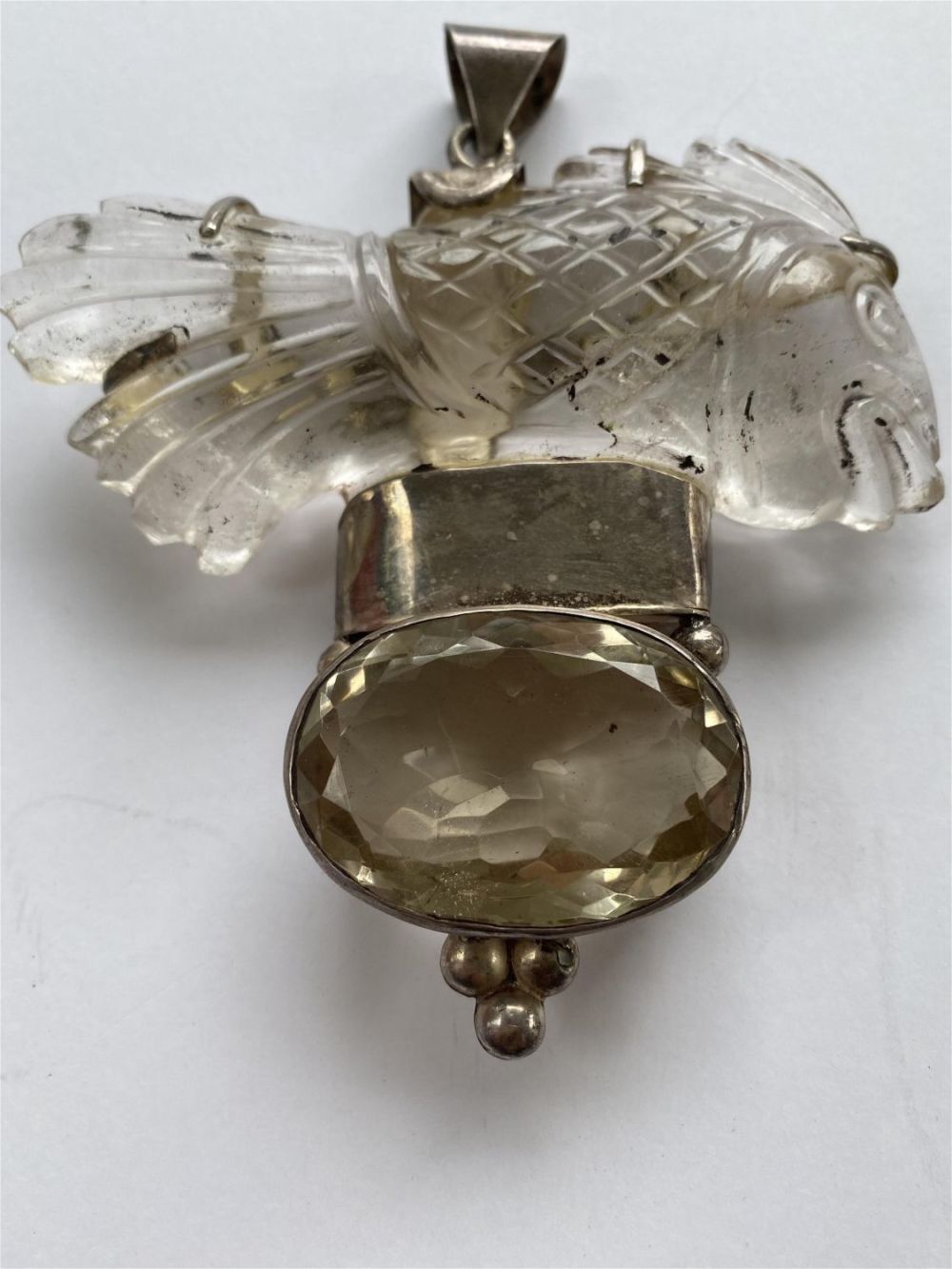 Lot 378: Quartz fish custom smoky topaz pendant