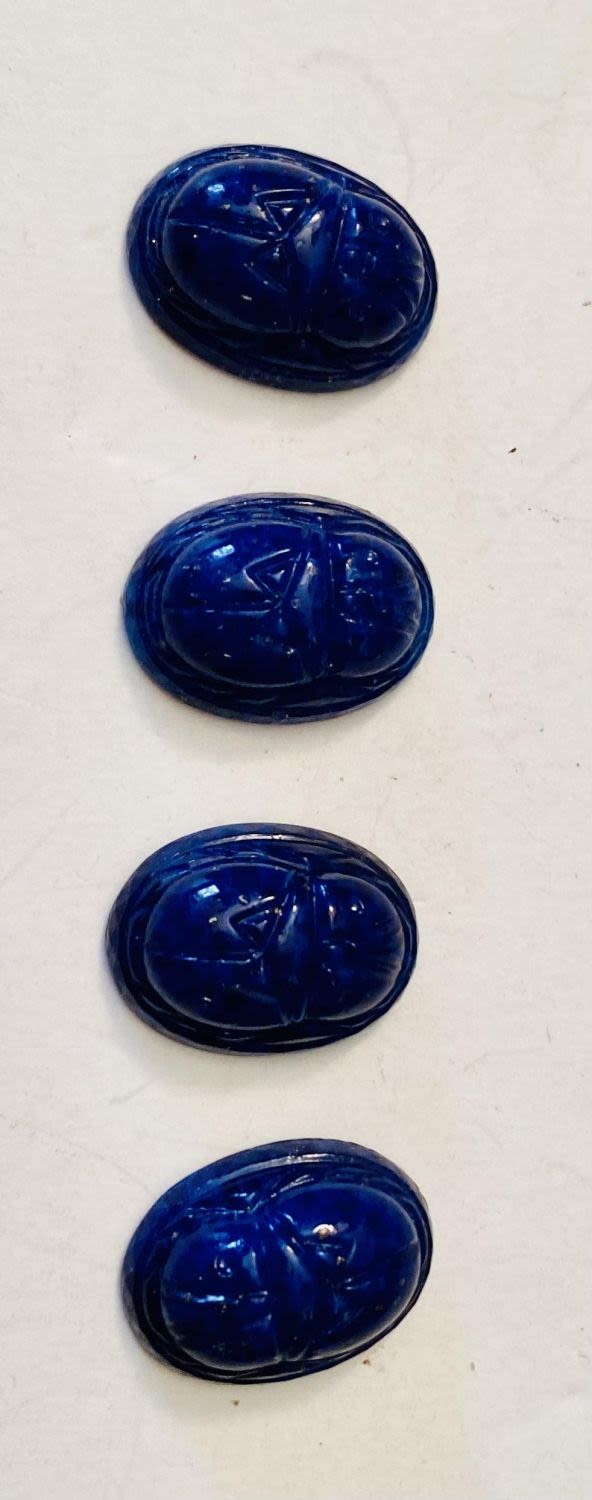 Lot 385: Cobalt blue glass scarabs