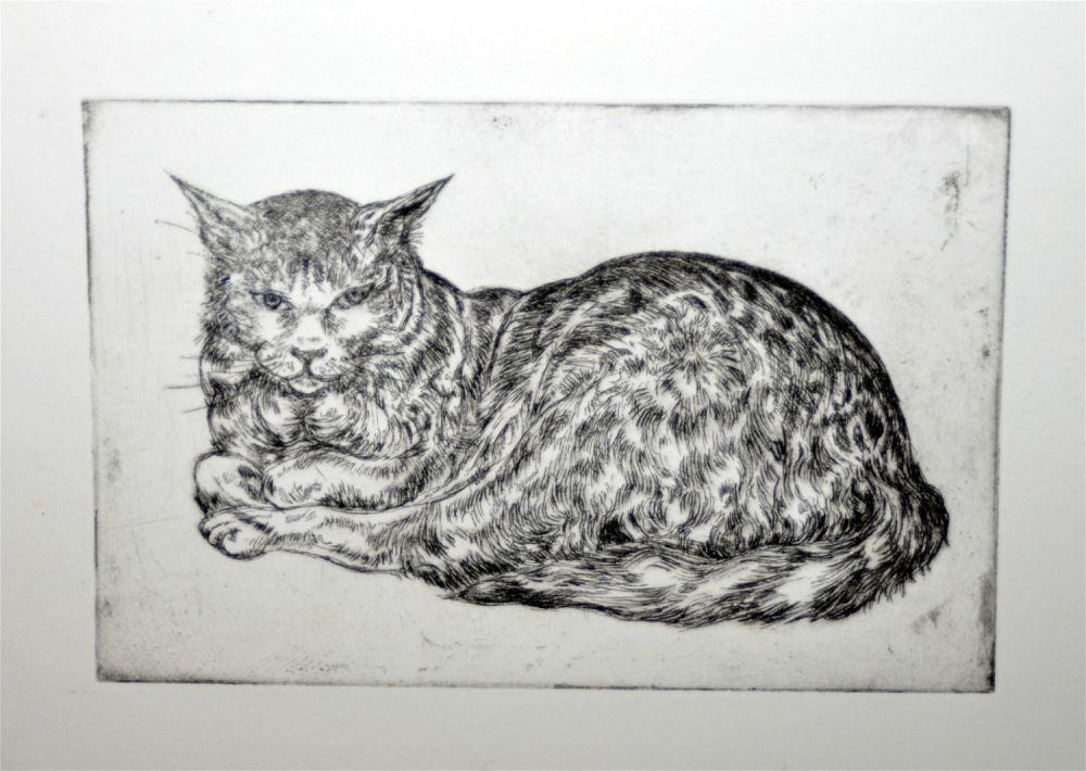 Lot 391: Boris Baranovic cat etching
