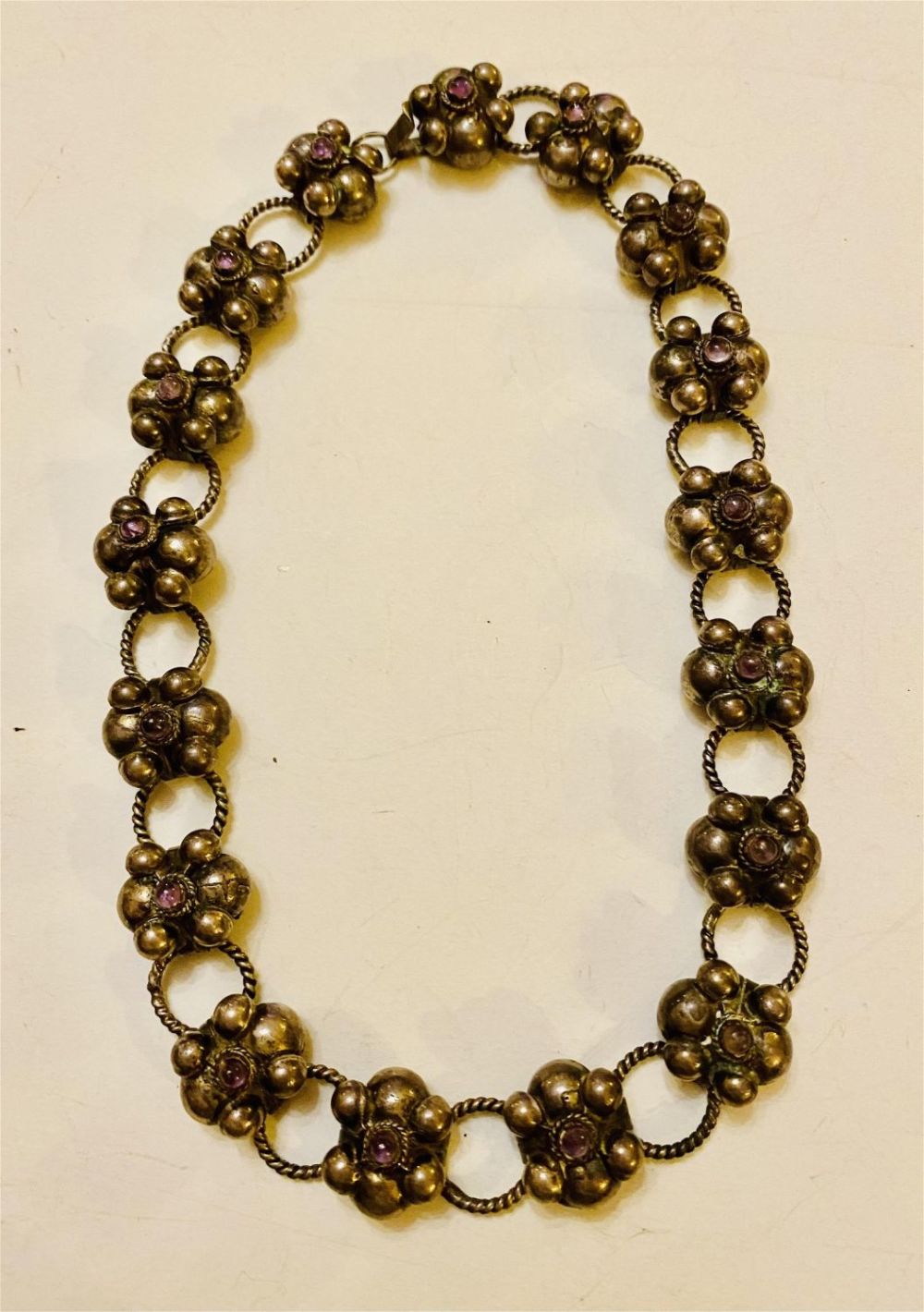 Lot 165: Amethyst Mexican silver necklace vintage