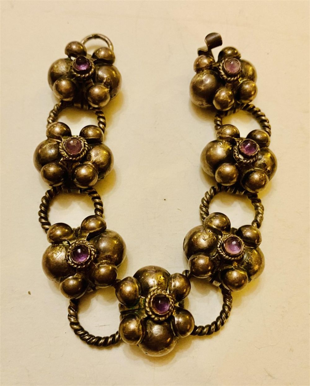 Lot 168: Mexican silver amethyst bracelet