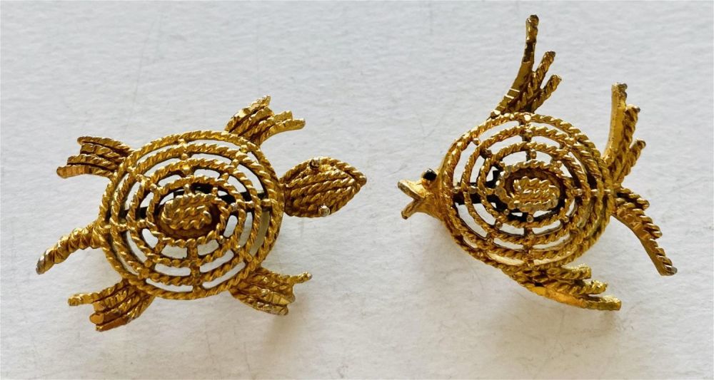 Lot 172: Mamselle marked turtle -fish pins vintage