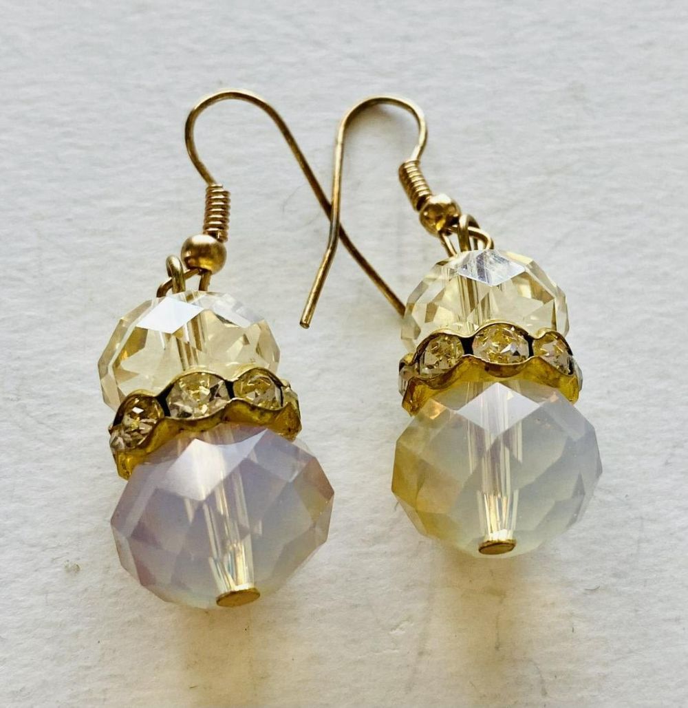 Lot 182: Opalized rhinestone drop earrings