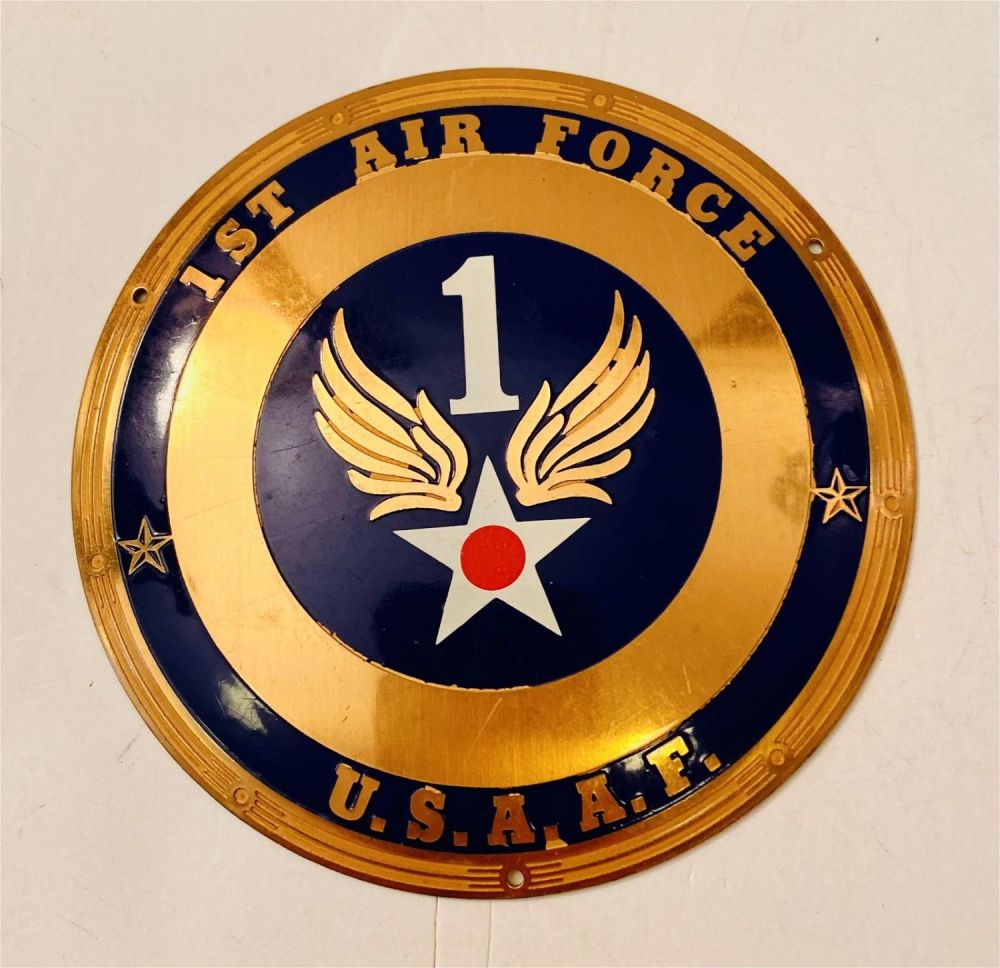 Lot 188: WWII brass enamel Air Force door plaque