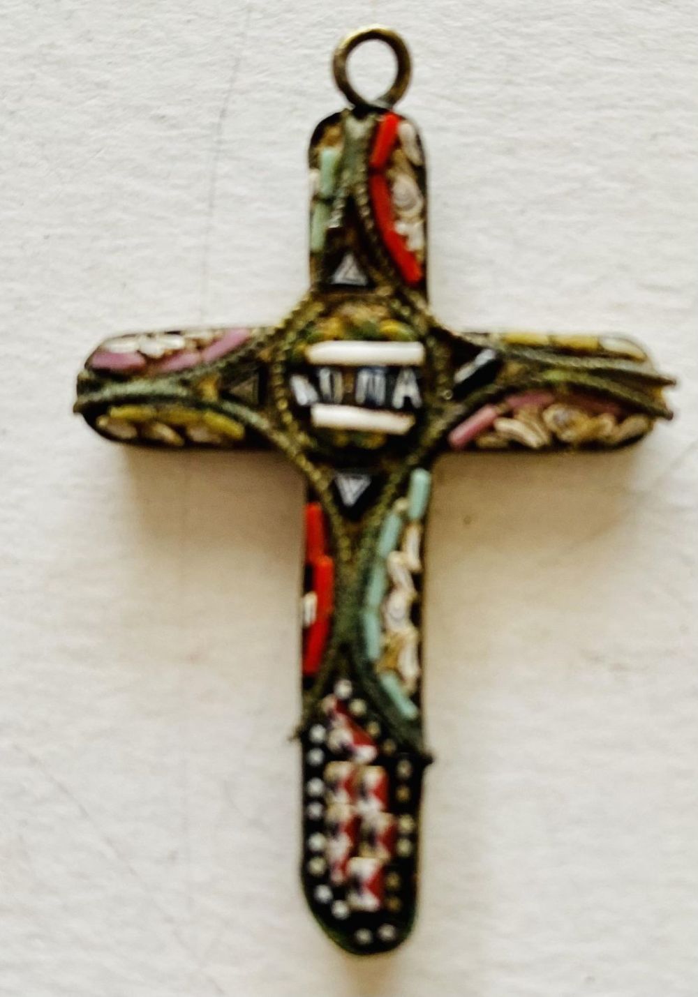 Lot 191: Cross antique Italian bead micromosaic