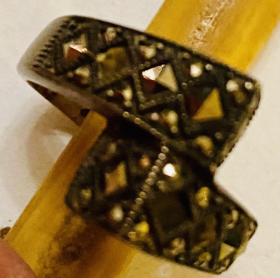 Lot 198: Marcasite sterling bypass ring