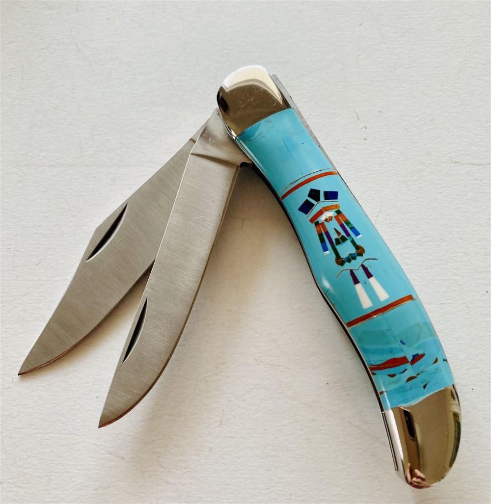 Lot 231: Turquoise inlaid native pattern knife