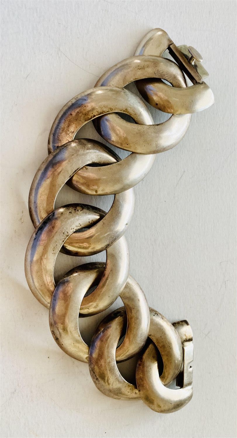 Lot 249: Vintage Mexican large sterling bracelet