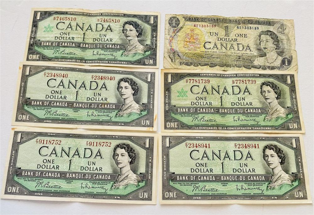 Lot 263: 6 paper notes Canada vintage