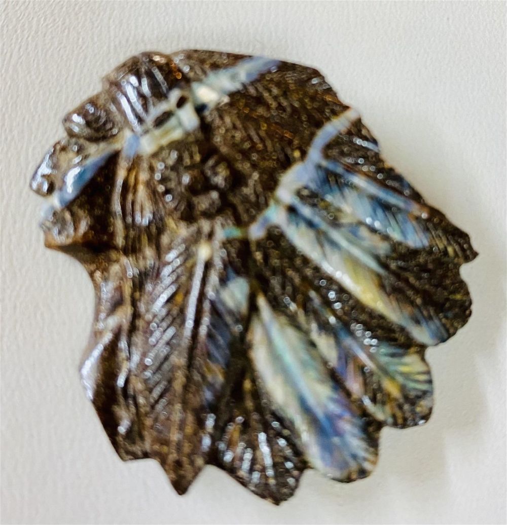 Lot 157: Opal carved Indian chief