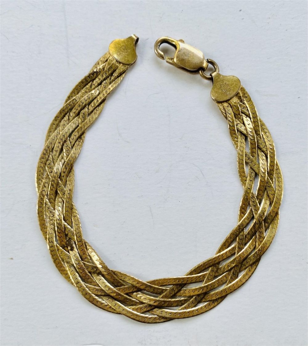 Lot 170: Braided vermeil bracelet twisted