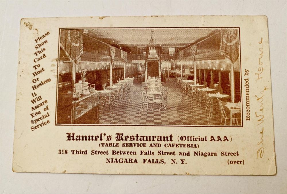 Lot 194: Hannel"s Restaurant Niagara Falls card