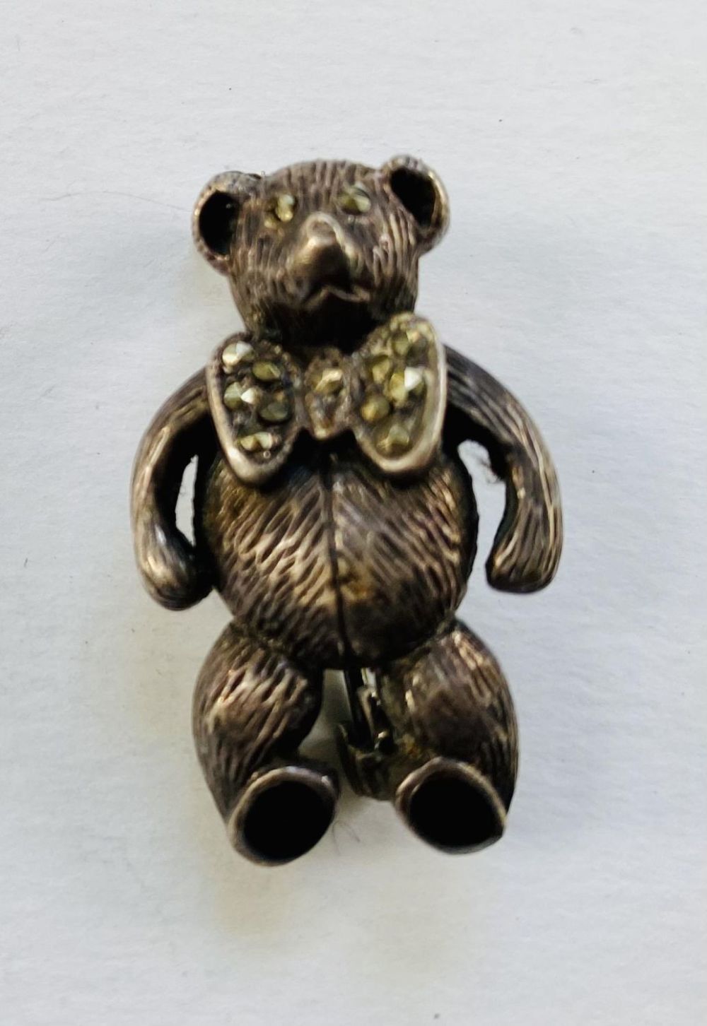 Lot 210: Teddy Bear sterling marcasite pin