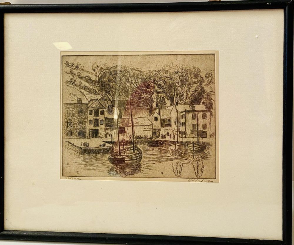 Lot 221: Hayley Lever etching Cornwall