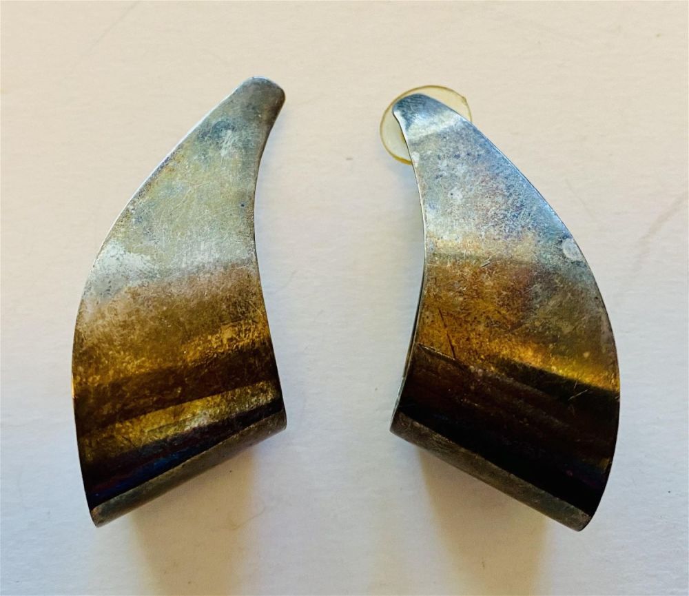 Lot 251: Sterling vintage earrings marked