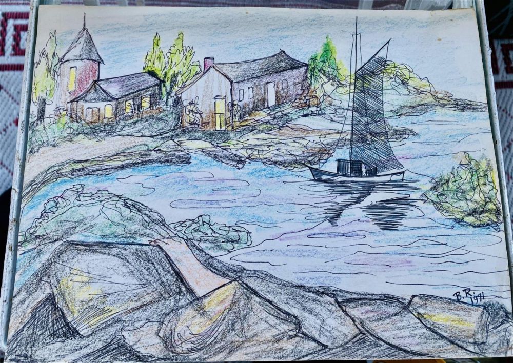 Lot 273: Bernard Rokus watercolor signed- natutical scene