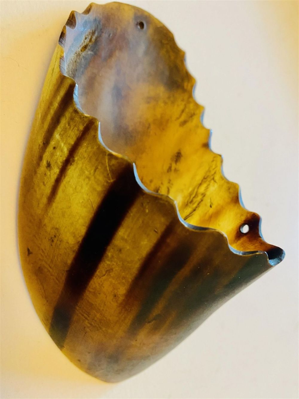 Lot 311: Horn foot scalloped edge drilled