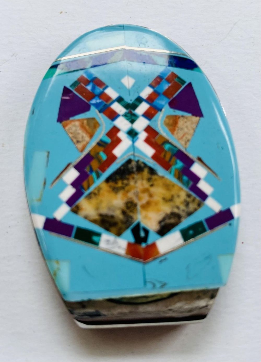 Lot 330: Turquoise gemstone inlaid money clip