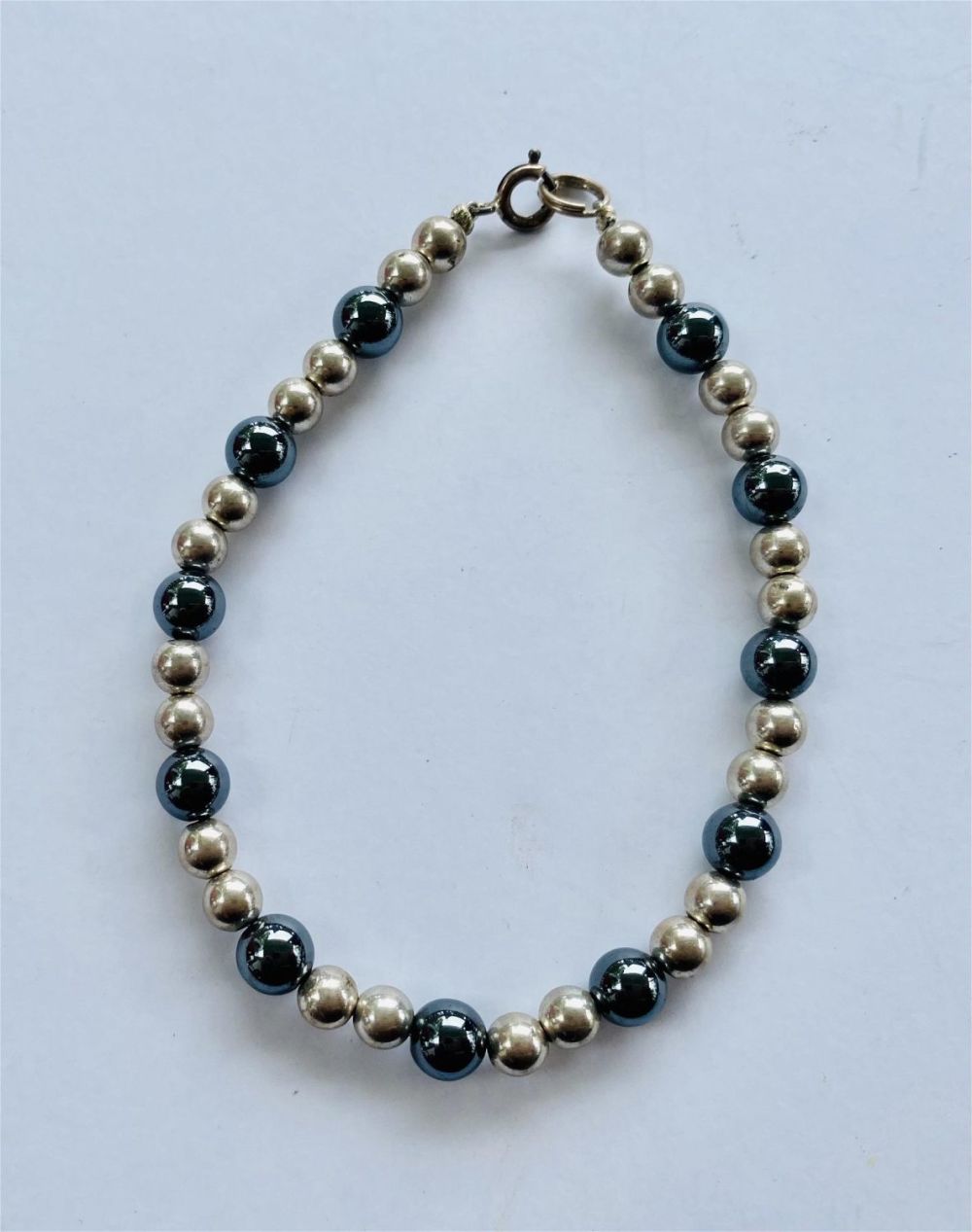 Lot 357: Sterling bead hematite bracelet