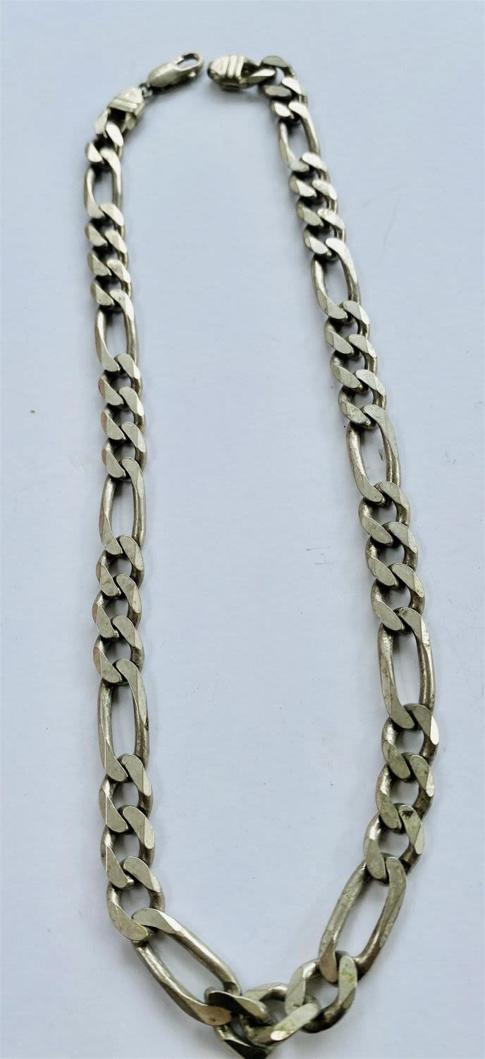 Lot 387: Sterling link figaro chain