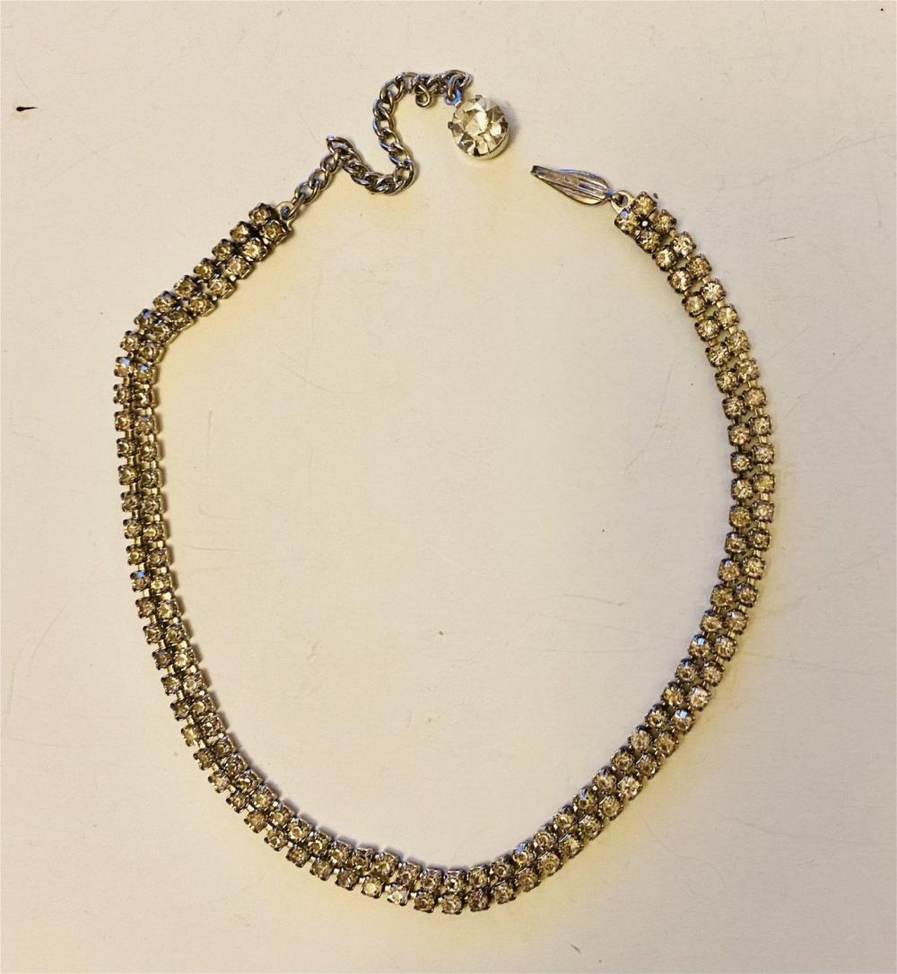 Lot 414: Rhinestone double vintage necklace