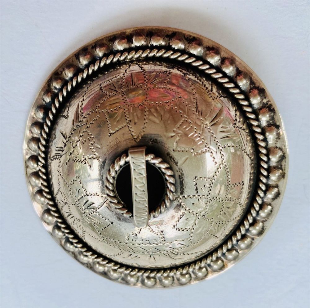 Lot 206: Old round pin wth engraving