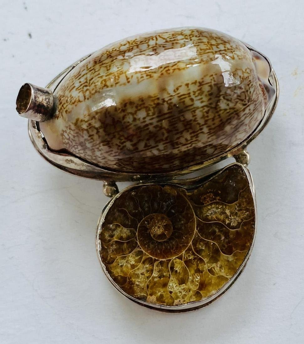 Lot 252: Shell fossil sterling gemstone pendant