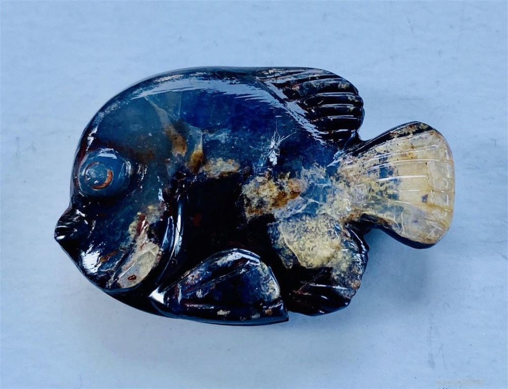 Lot 306: Opal fish carved specimen