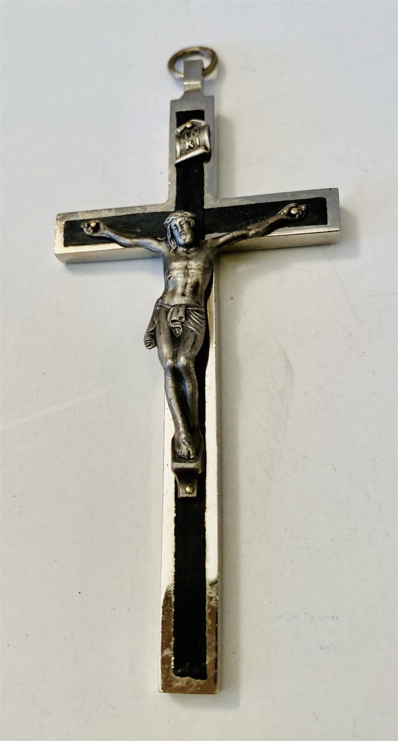 Lot 318: Antique rosewood silver cross