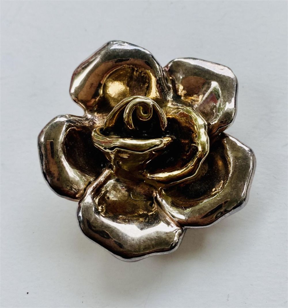 Lot 367: Sterling large rose pin pendant vintage