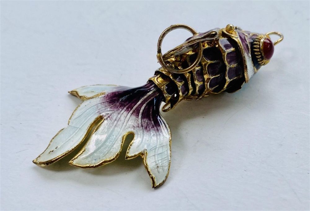 Lot 376: Enamel fish pendant colorful