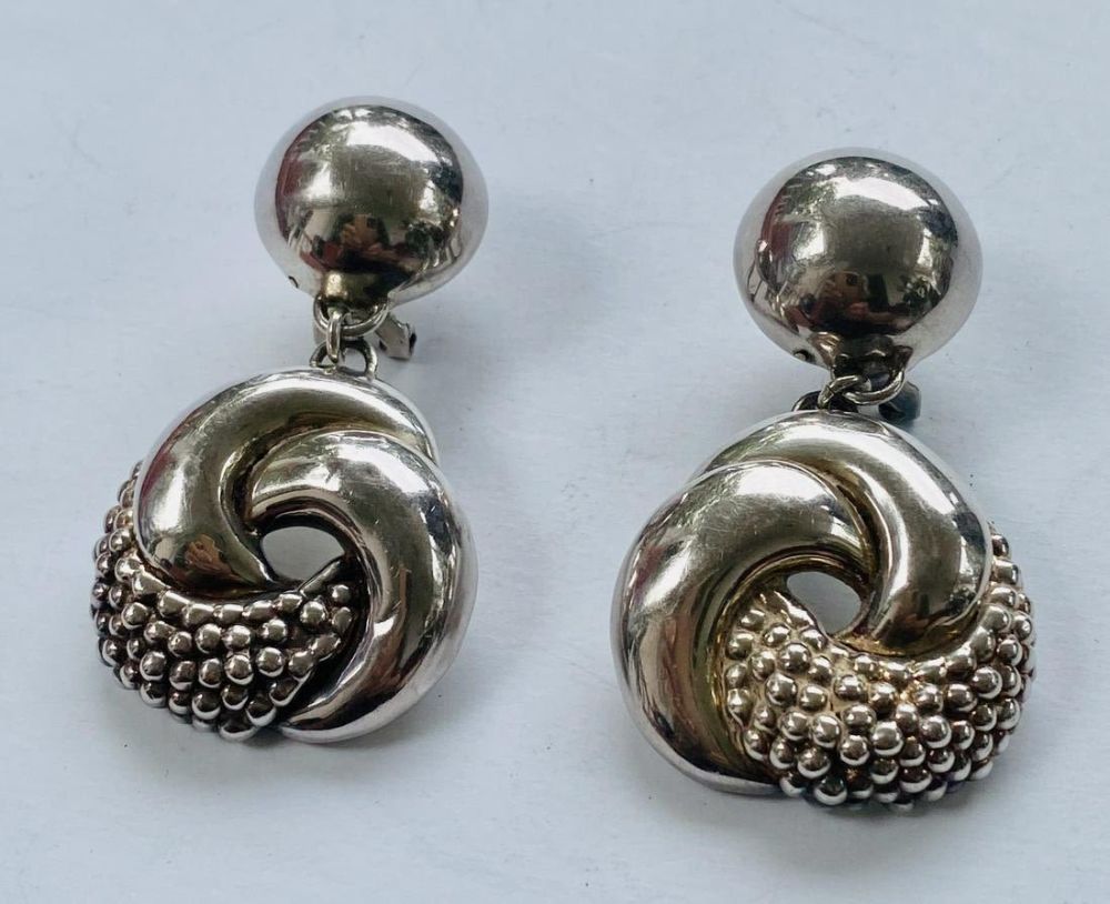 Lot 380: Sterling vintage earrings - 2 piece signed Bat Ami