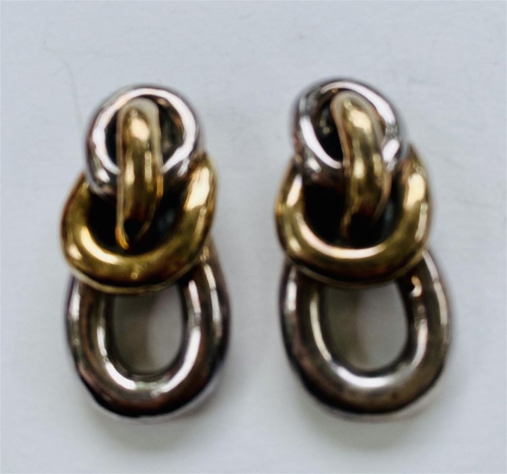 Lot 406: Sterling 3 loop vintage earrings