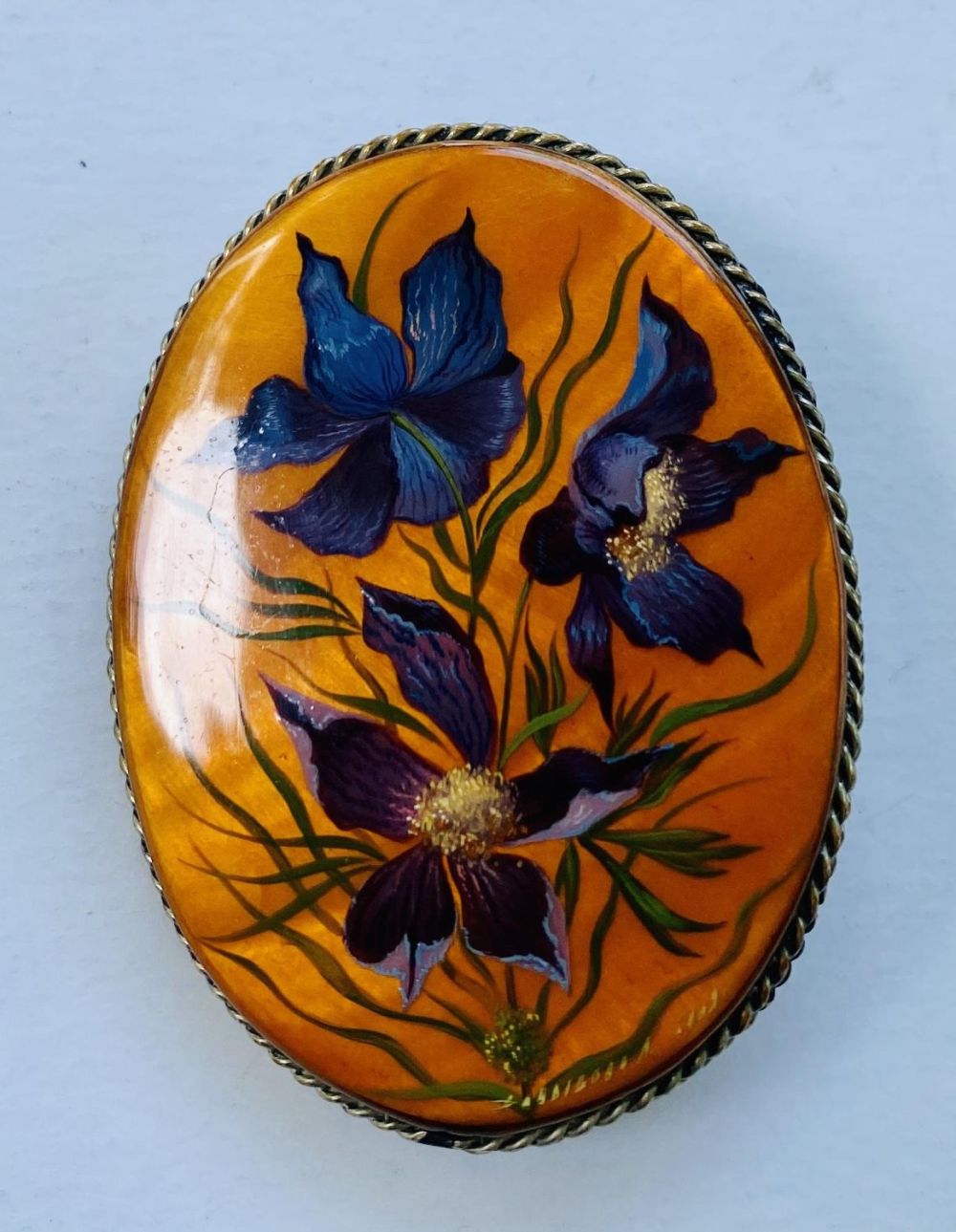 Lot 441: Russian signed hand painted pin