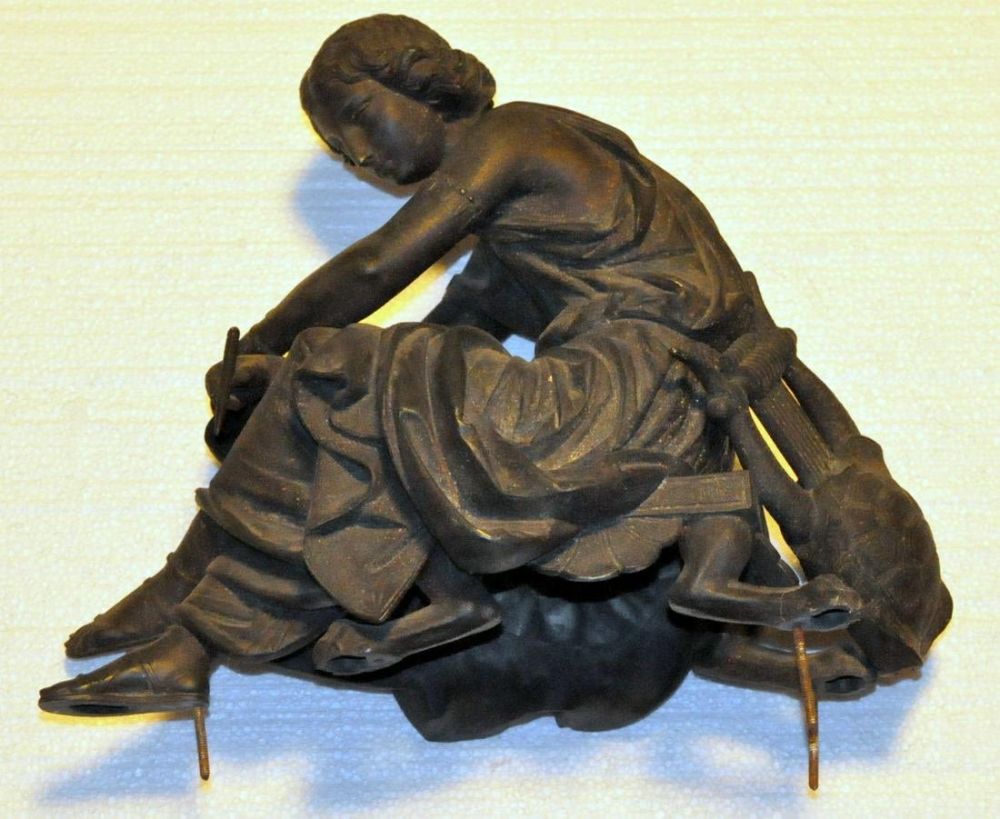 Lot 463: Large bronze lady vintage /harp