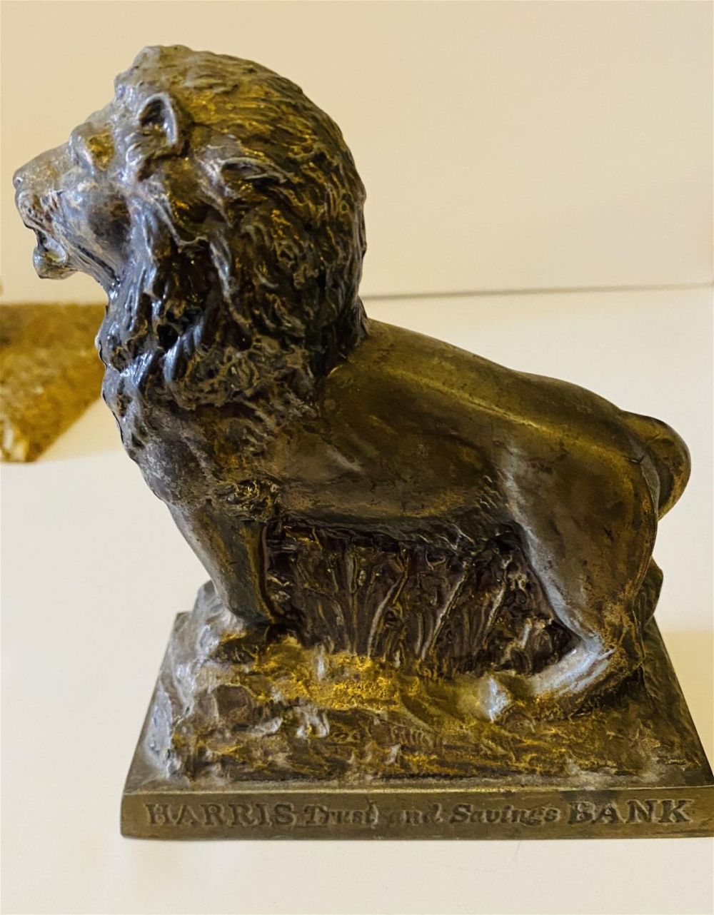 Lot 76: Harris Trust and Savings Bank metal lion bank