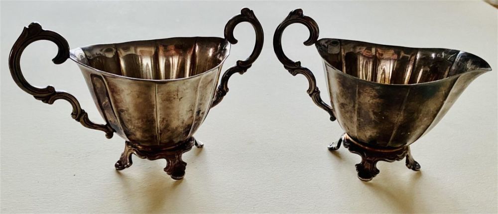 Lot 417: Silverplate Victorian sugar and creamer